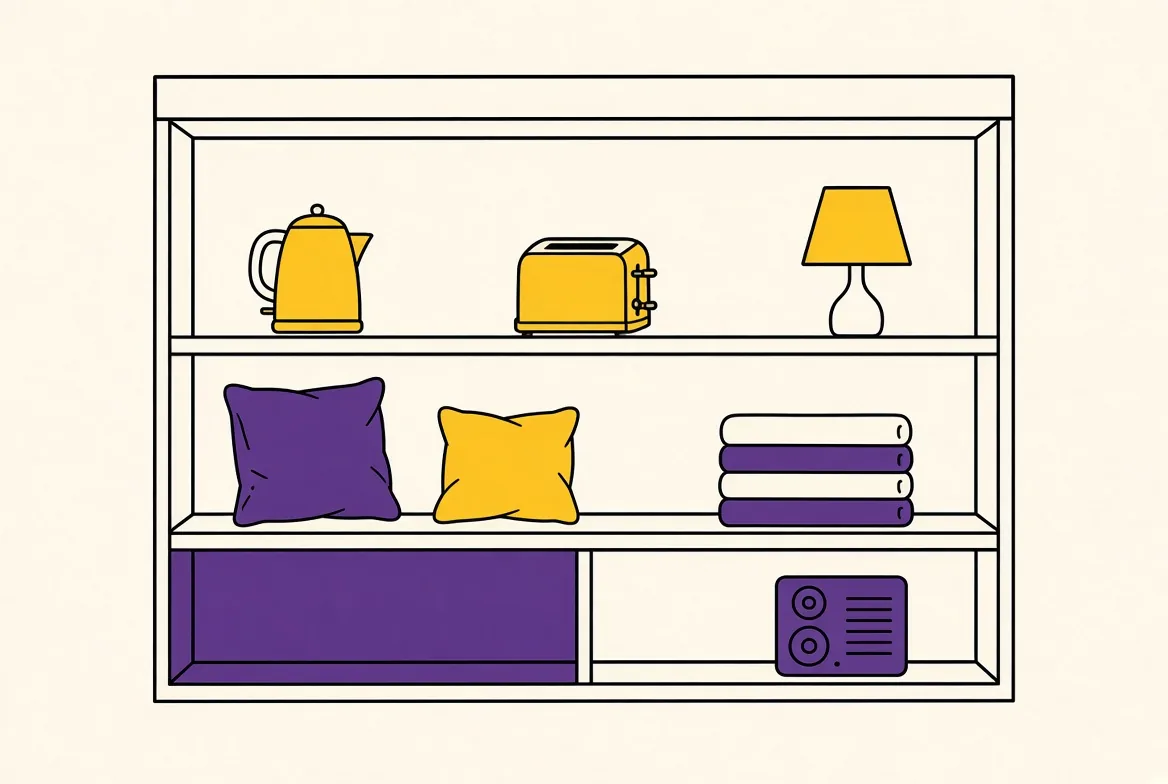 Line illustration of a store bay for Argos