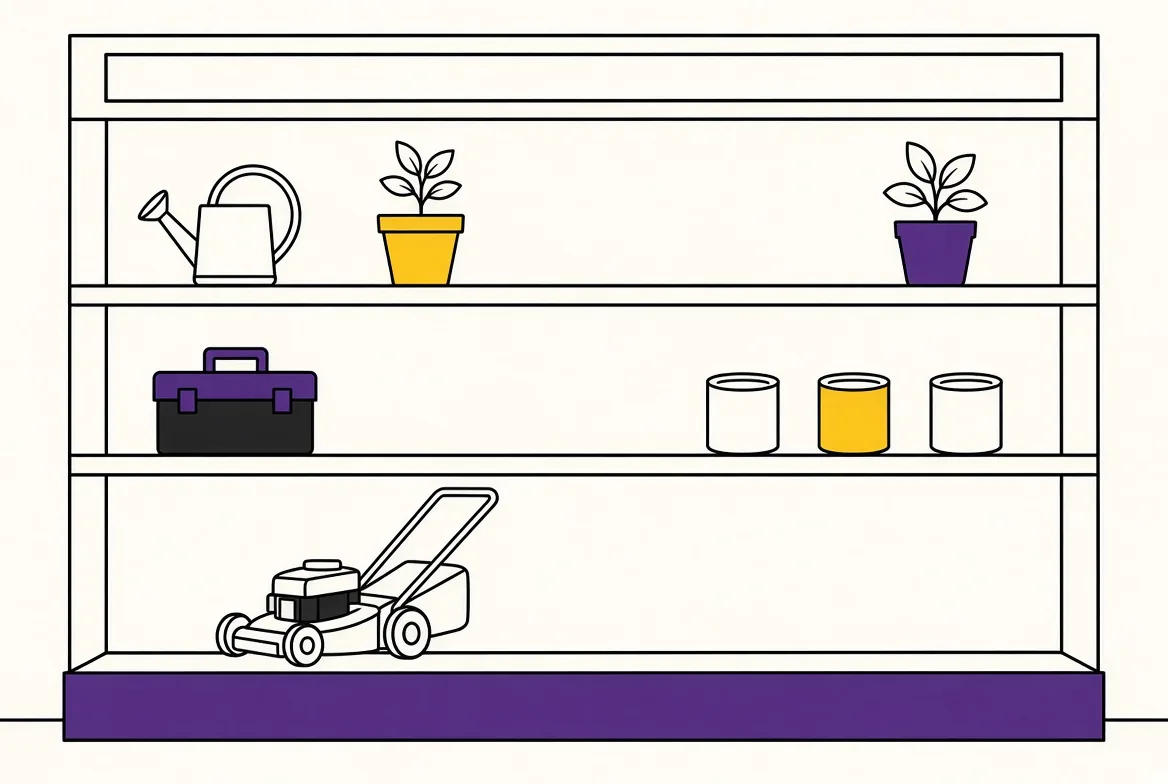 Line illustration of a store bay for B&Q