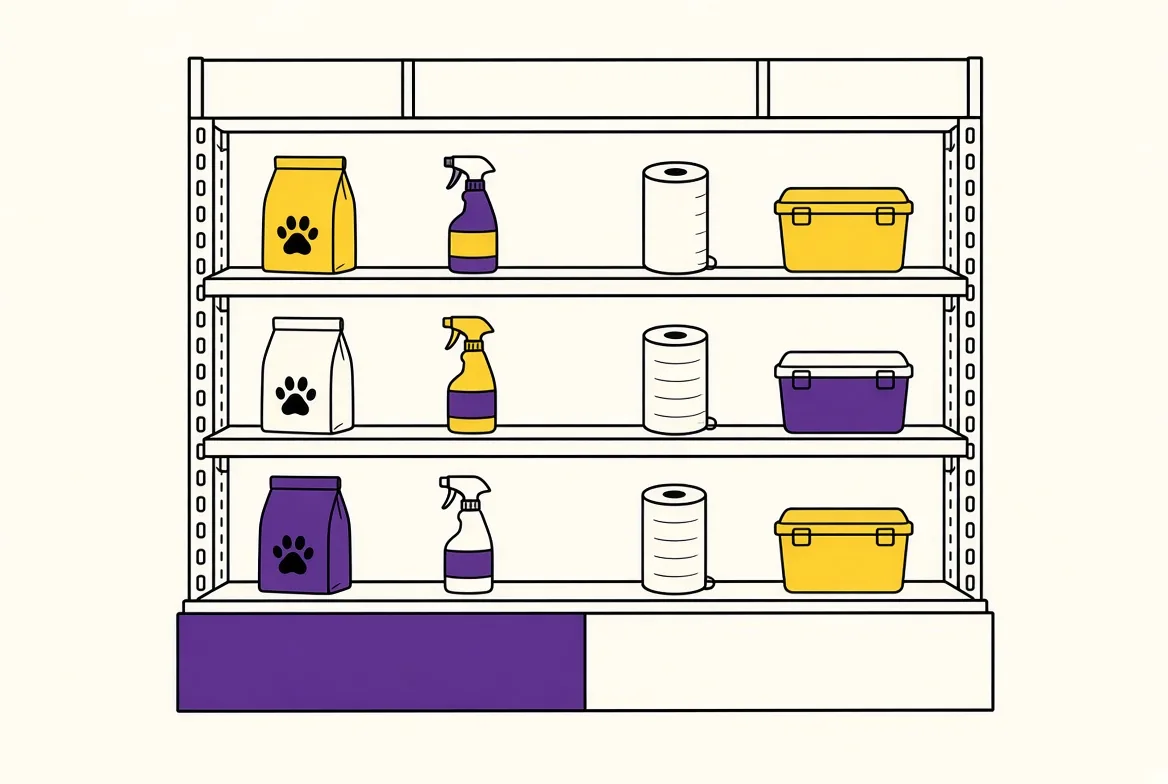 Line illustration of a store bay for Tesco
