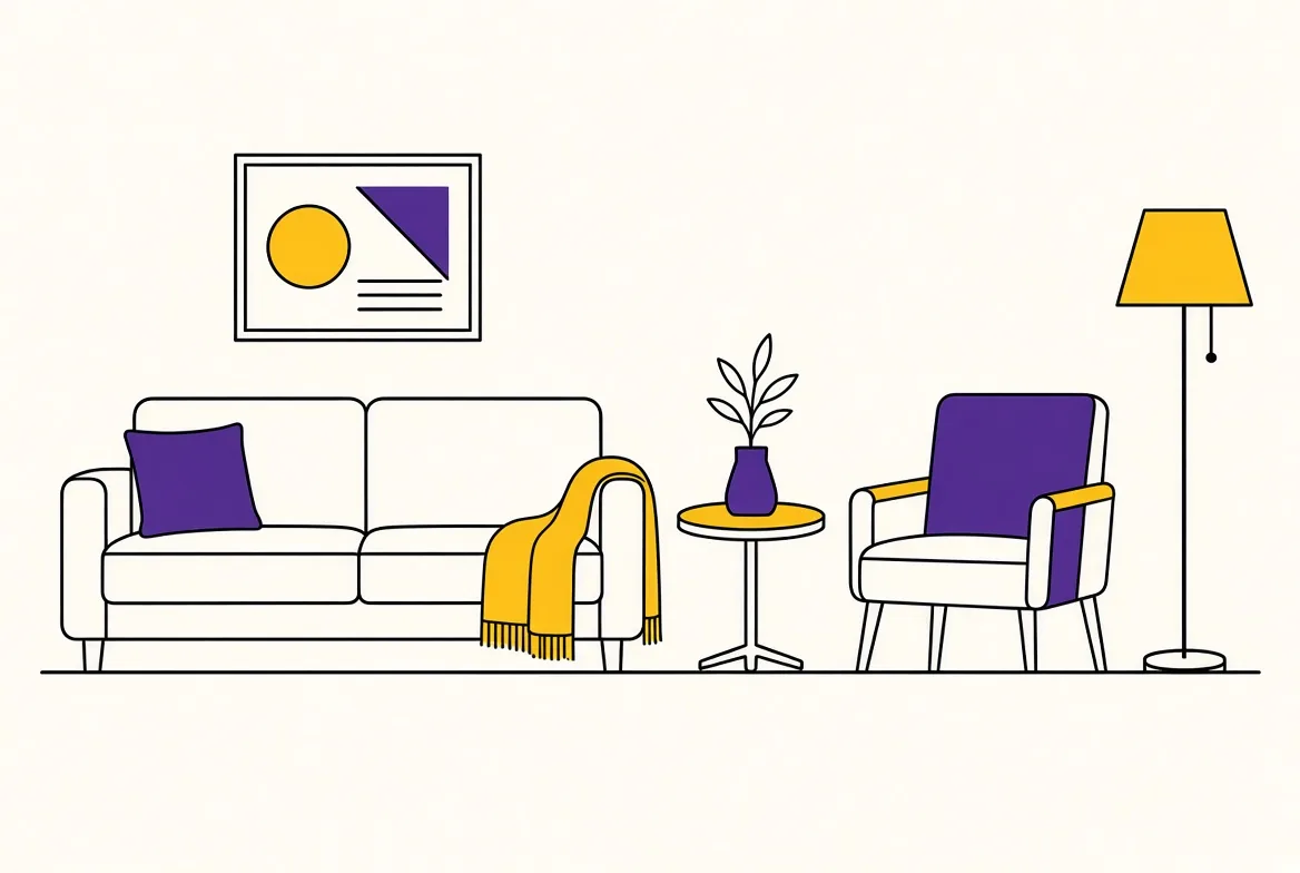 Line illustration of a store bay for Wayfair